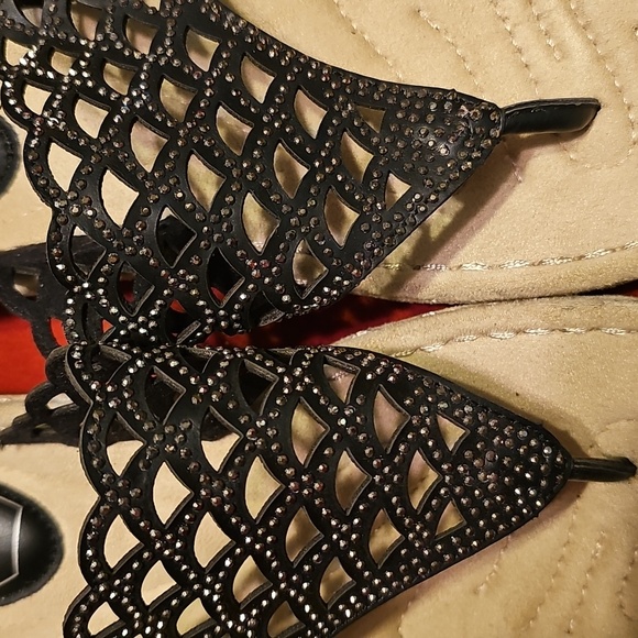 ☆HOLIDAY SALE☆ NEW BLACK SPARKLE CUSHION SOLE  COMFORT WALKING SANDAL 8.5 - Picture 4 of 7